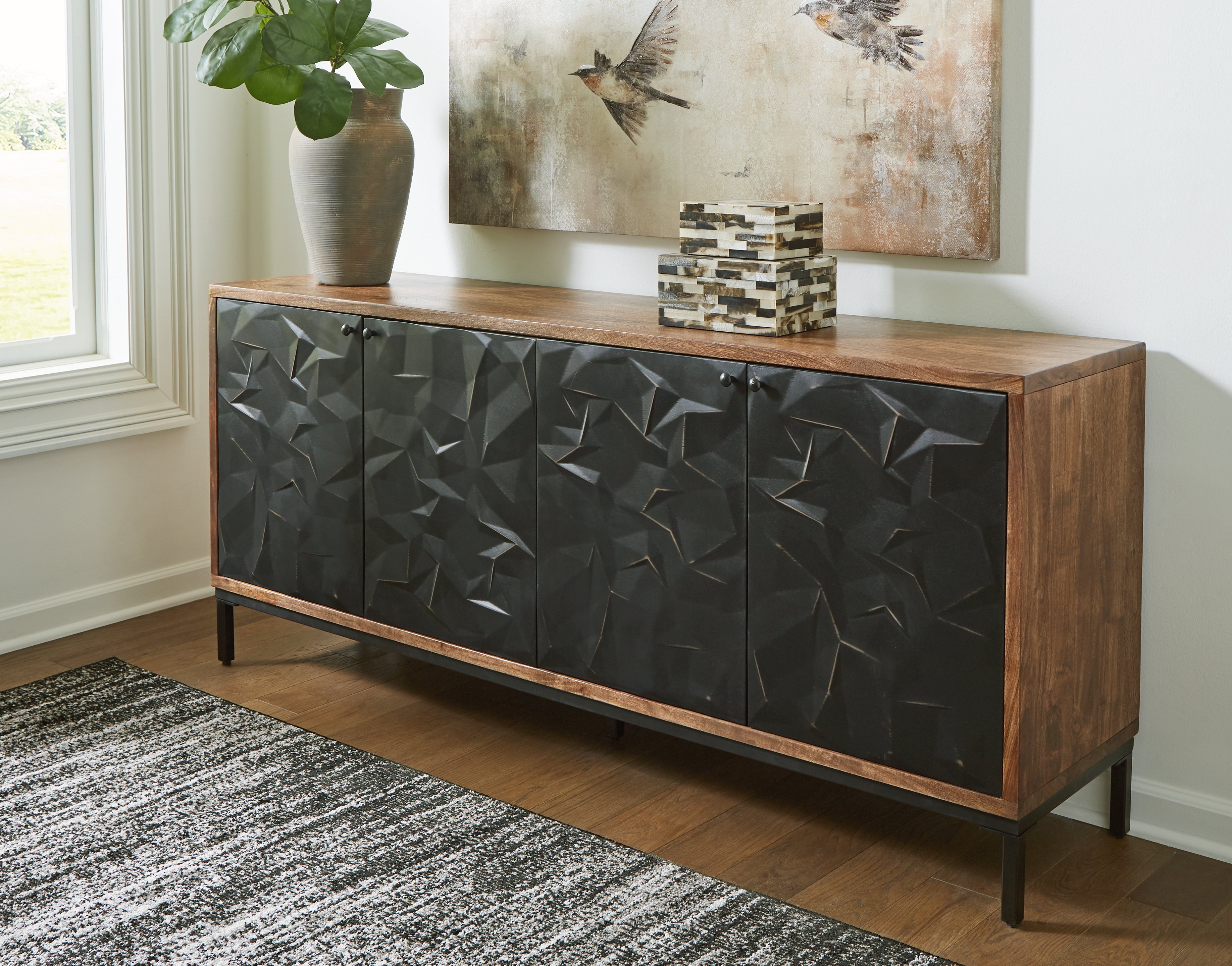Leasing Furniture - Ashley Furniture - Dorannby Accent Cabinet - Accent Cabinet / Black/Brown - A4000649