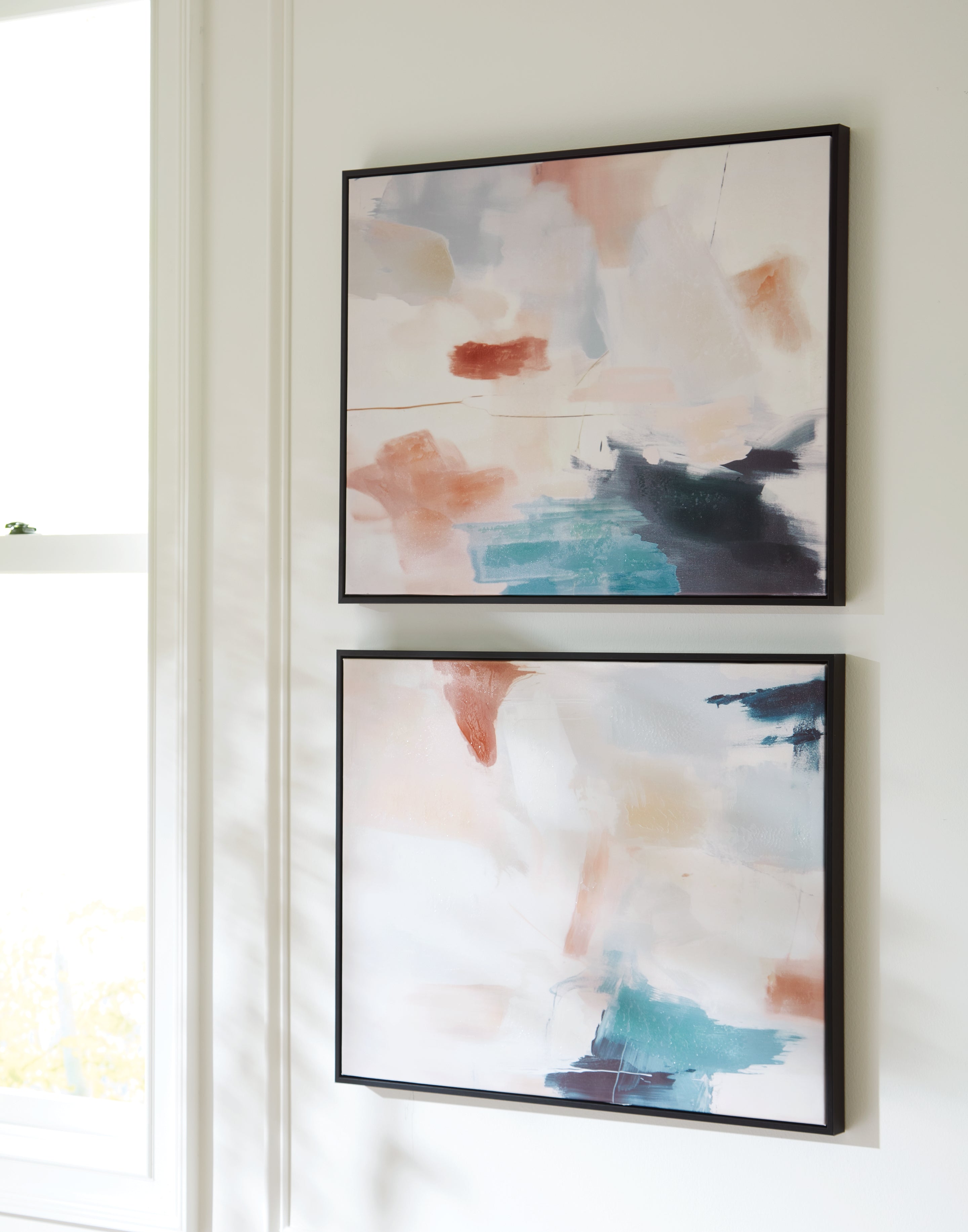 Leasing Furniture - Ashley Furniture - Caldish Wall Decor - Wall Art Set (Set of 2) / Blue/White/Pink - A8000415