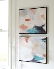 Leasing Furniture - Ashley Furniture - Caldish Wall Decor - Wall Art Set (Set of 2) / Blue/White/Pink - A8000415