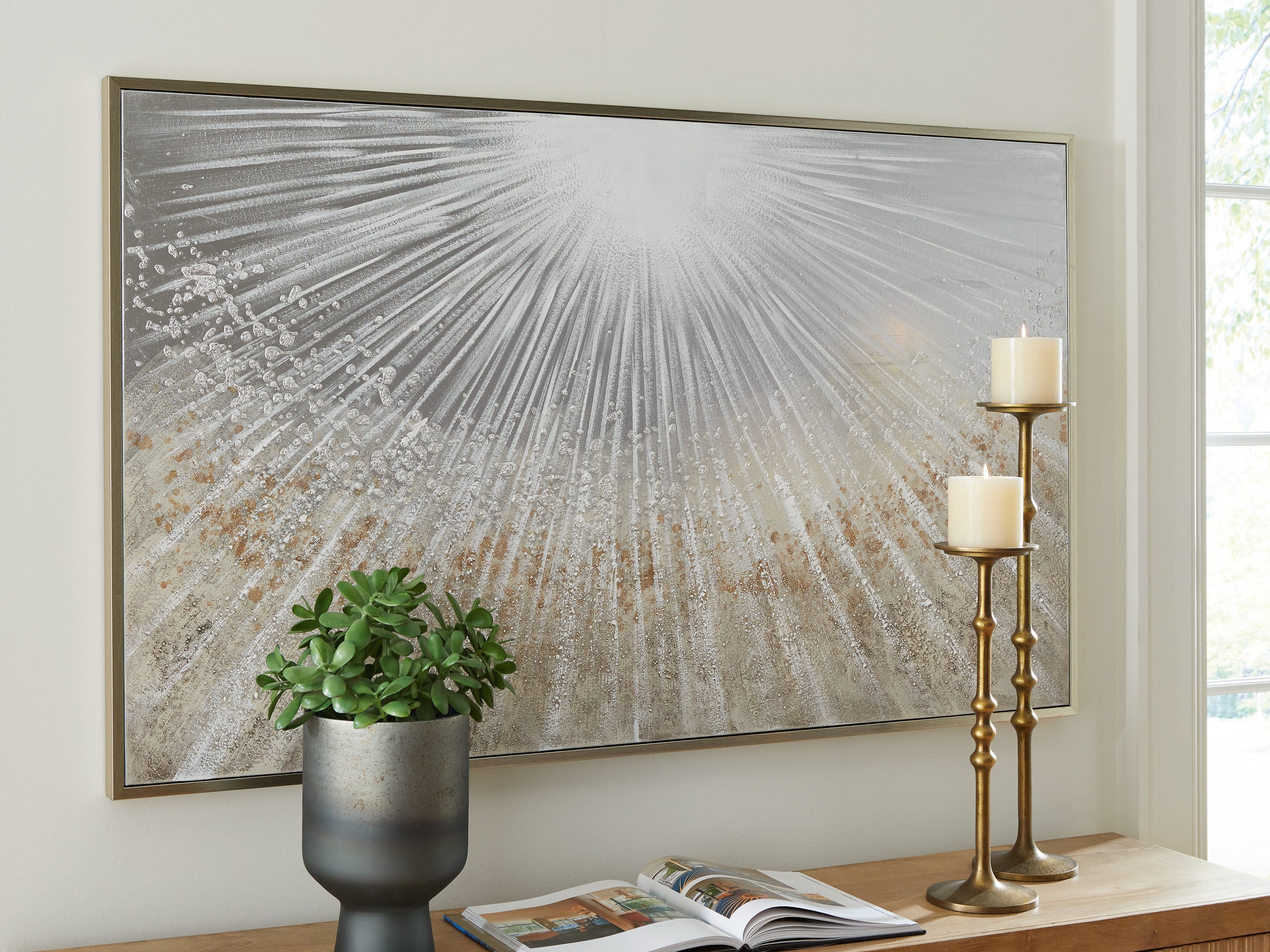 Leasing Furniture - Ashley Furniture - Waldard Wall Decor - Wall Art / Gray/Taupe/White - A8000501