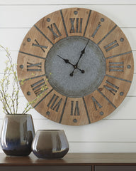 Leasing Furniture - Ashley Furniture - Payson Wall Decor - Wall Clock / Antique Gray/Natural - A8010076