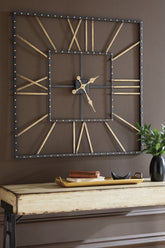 Leasing Furniture - Ashley Furniture - Thames Wall Decor - Wall Clock / Black/Gold Finish - A8010112
