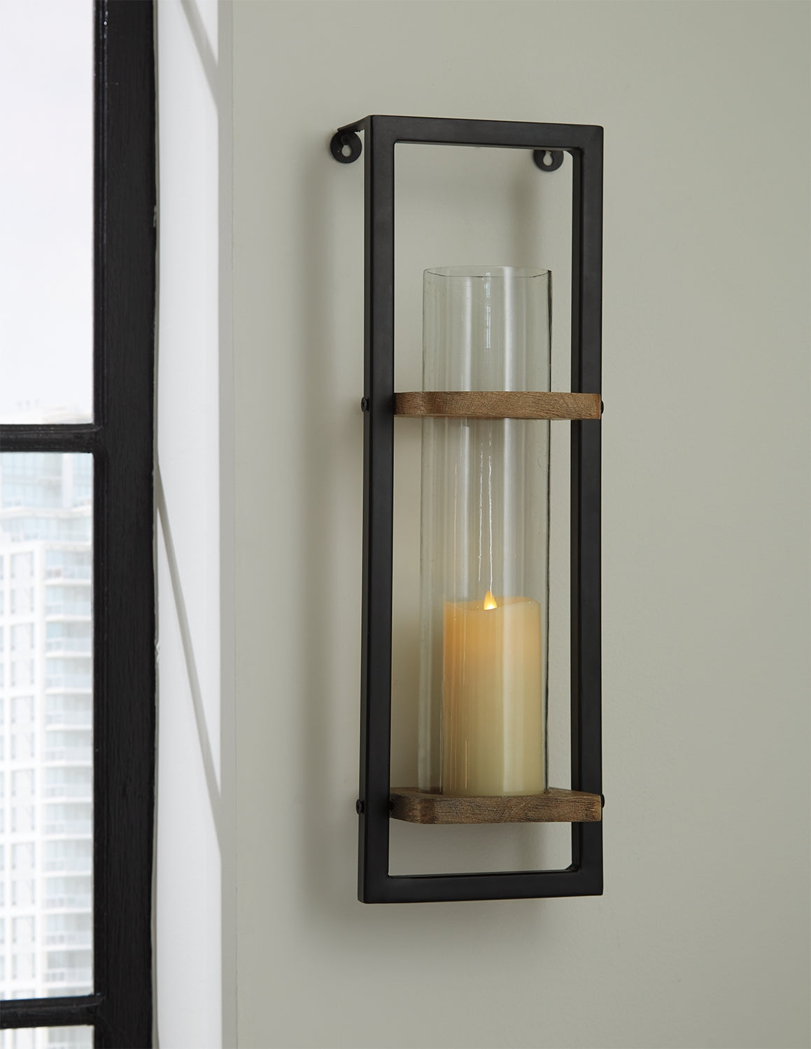 Leasing Furniture - Ashley Furniture - Colburn Wall Decor - Wall Sconce / Natural/Black - A8010171
