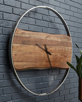 Leasing Furniture - Ashley Furniture - Panchali Wall Decor - Wall Clock / Brown/Silver Finish - A8010198
