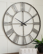 Leasing Furniture - Ashley Furniture - Paquita Wall Decor - Wall Clock / Antique Silver - A8010237