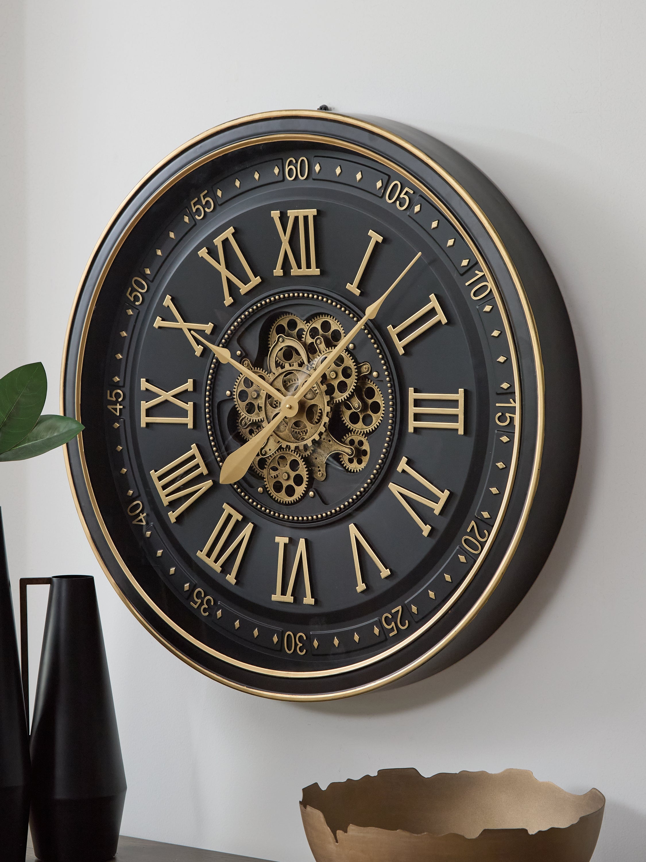 Leasing Furniture - Ashley Furniture - Dairton Wall Decor - Wall Clock / Black/Gold Finish - A8010385