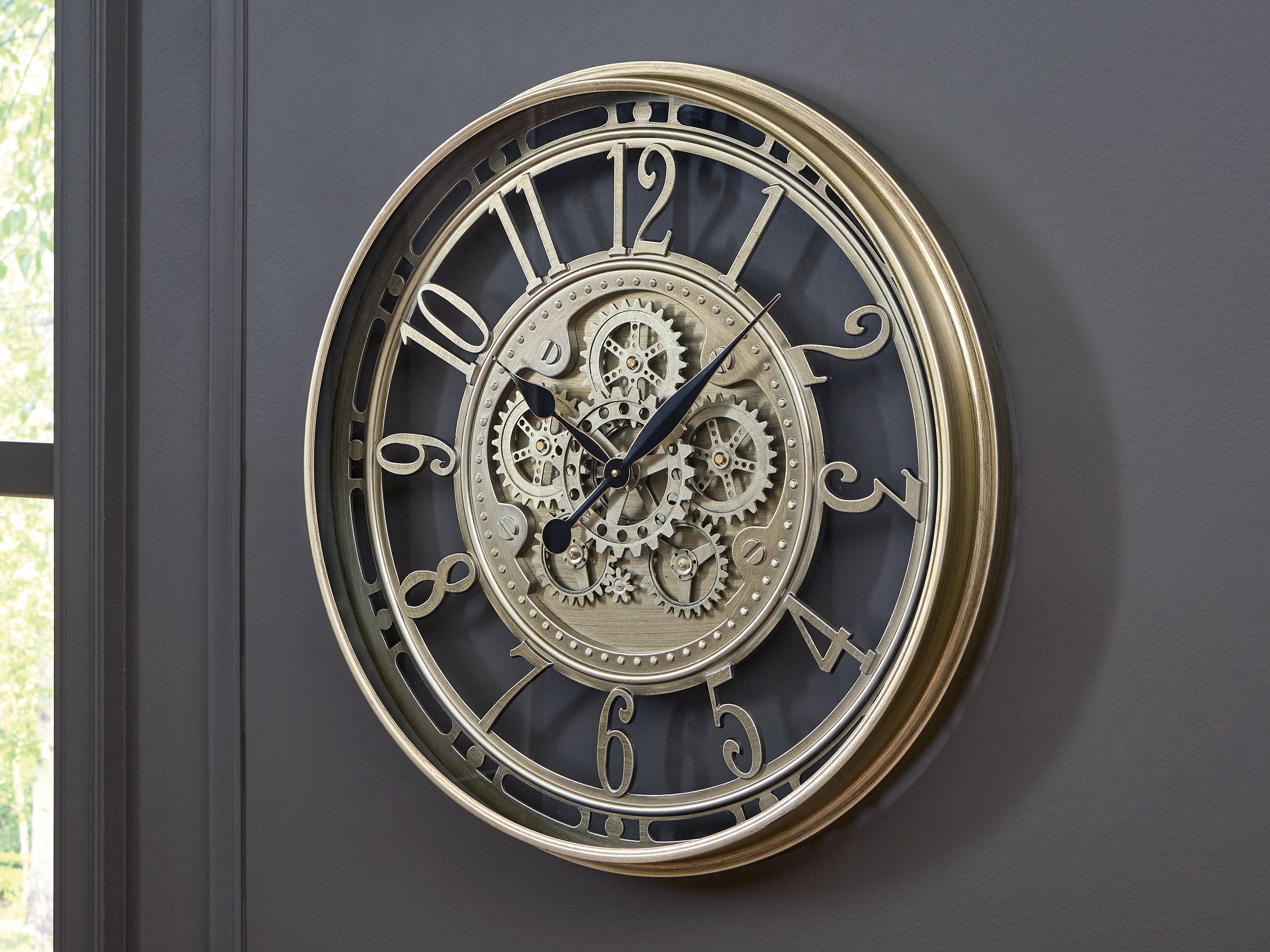 Leasing Furniture - Ashley Furniture - Gilover Wall Decor - Wall Clock / Champagne Finish - A8010386