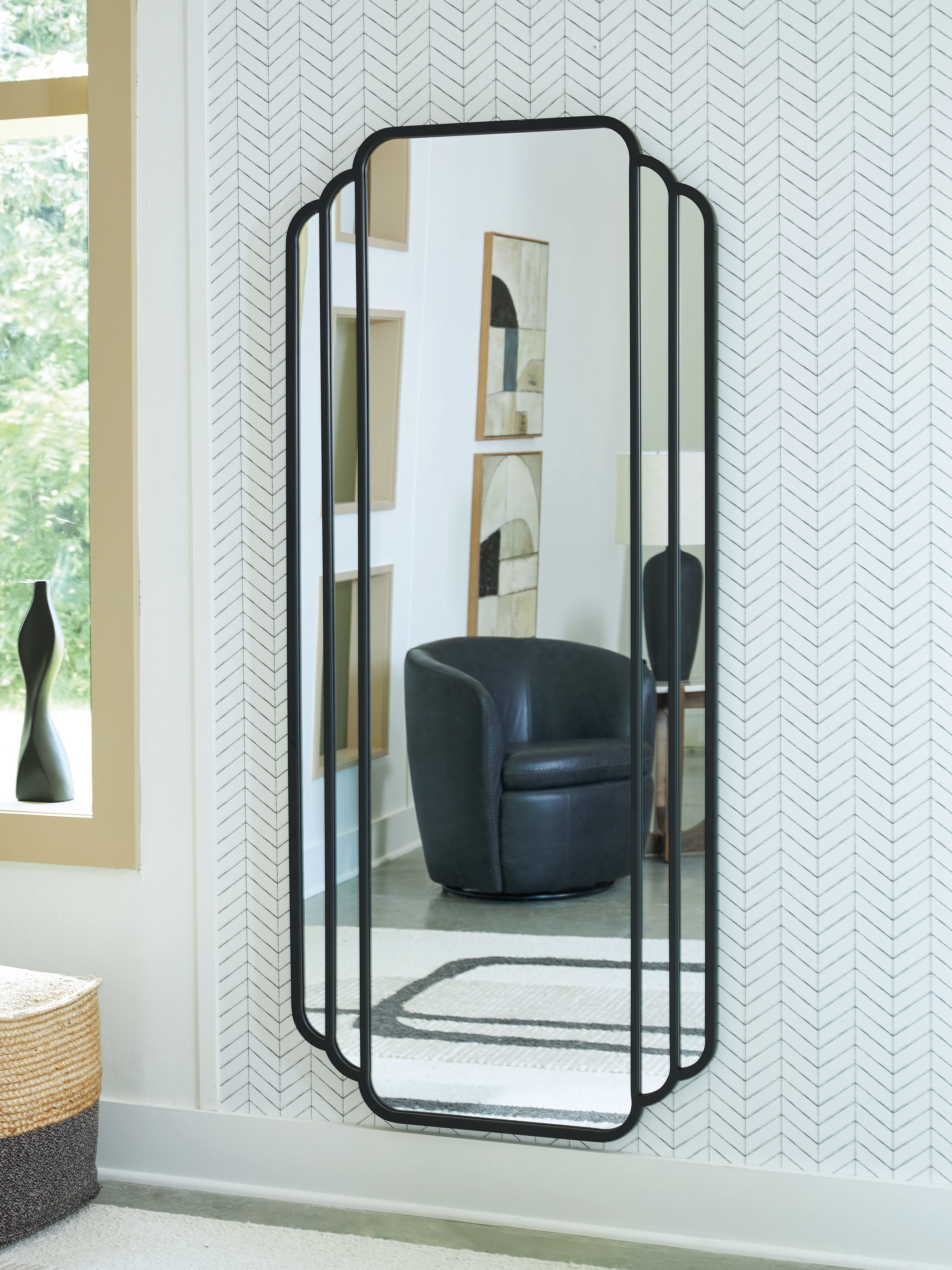 Leasing Furniture - Ashley Furniture - Antigone Mirror - Floor Mirror / Black - A8010434