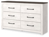 Leasing Furniture - Ashley Furniture - Gerridan Bedroom - Six Drawer Dresser / White/Gray - B1190-31