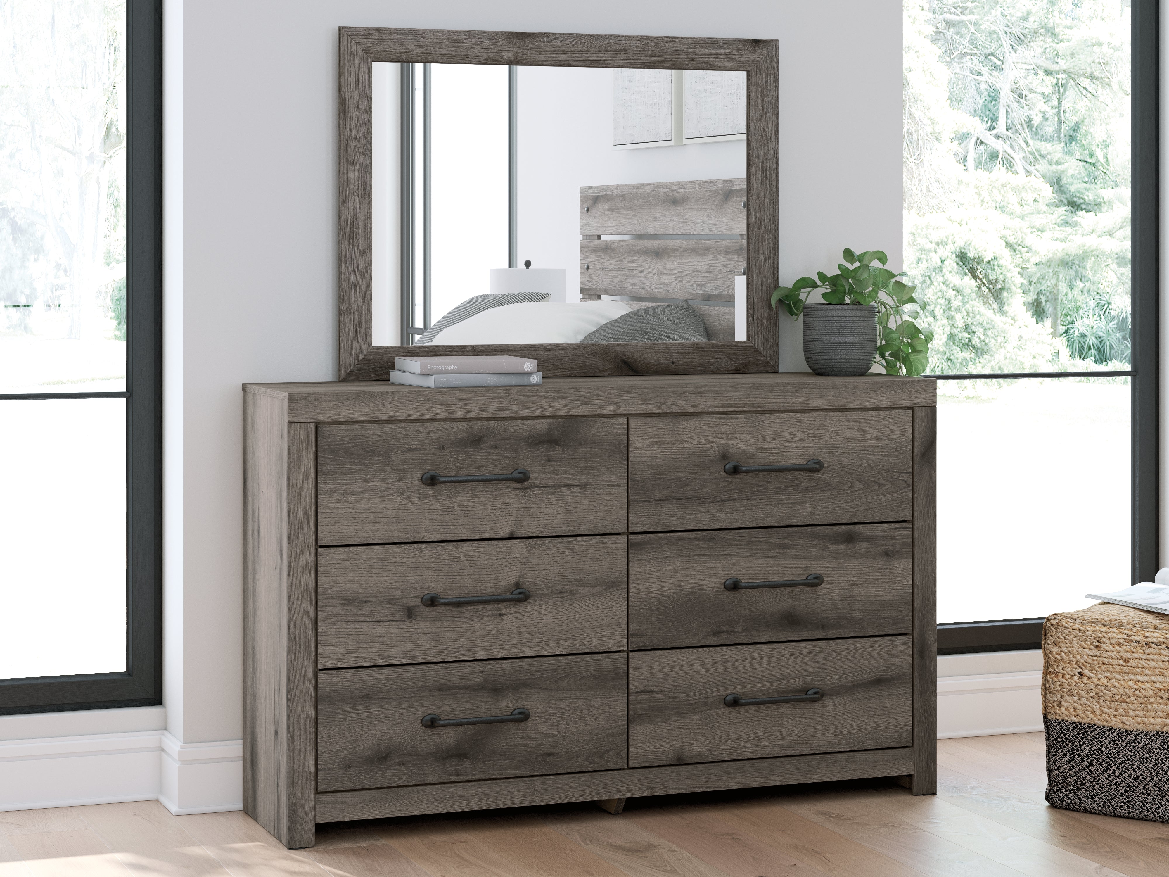 Leasing Furniture - Ashley Furniture - Graystorm Bedroom - King Panel Bed / Brown Gray - PCB2405B8
