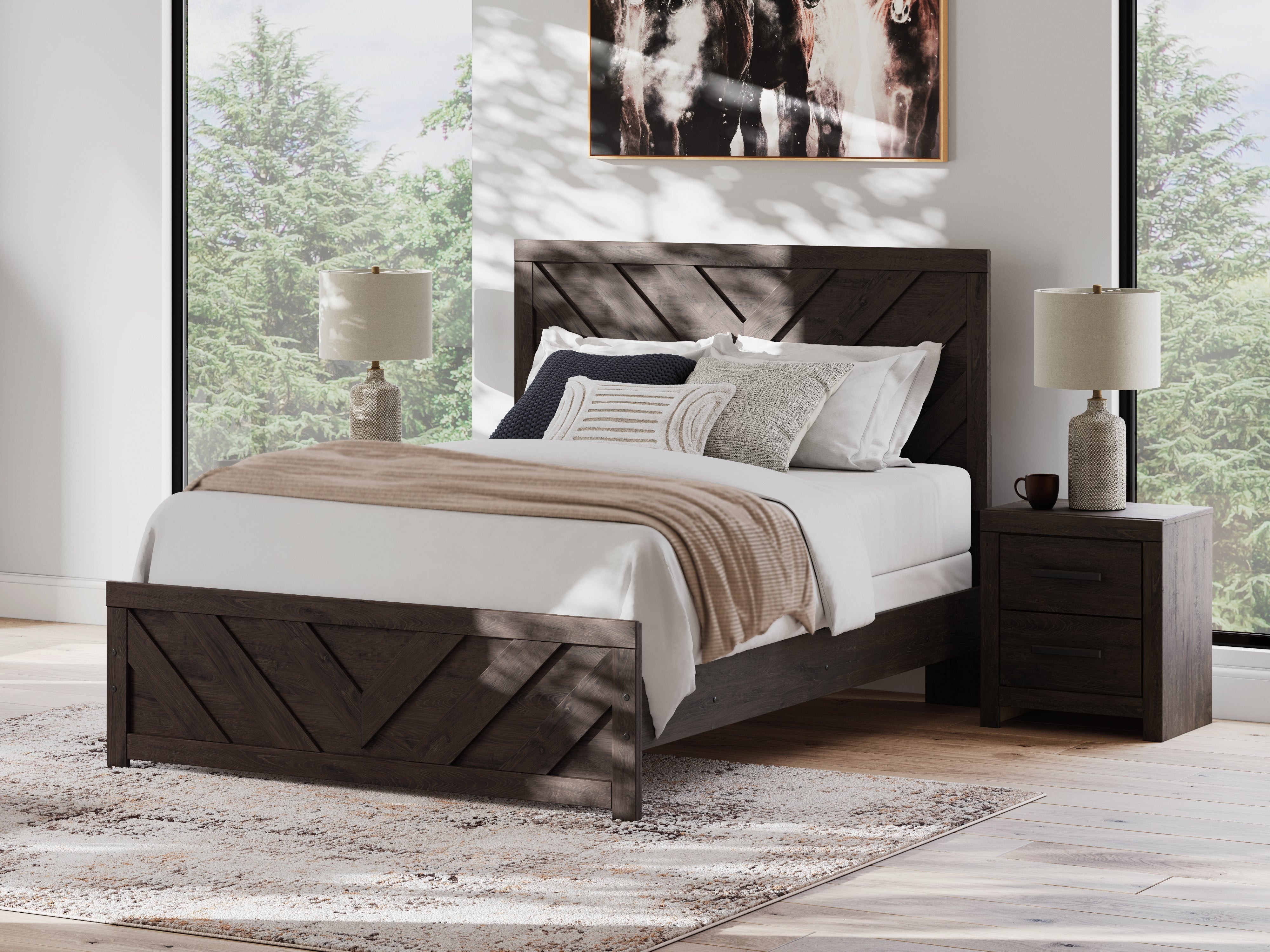 Leasing Furniture - Ashley Furniture - Prendonea Bedroom - Dresser and Mirror / Charcoal - B3789B1