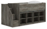Leasing Furniture - Ashley Furniture - Frandern Twin Loft Bed with Bookcase Storage - Twin Loft Bed with Bookcase Storage / Warm Gray - B4480B25