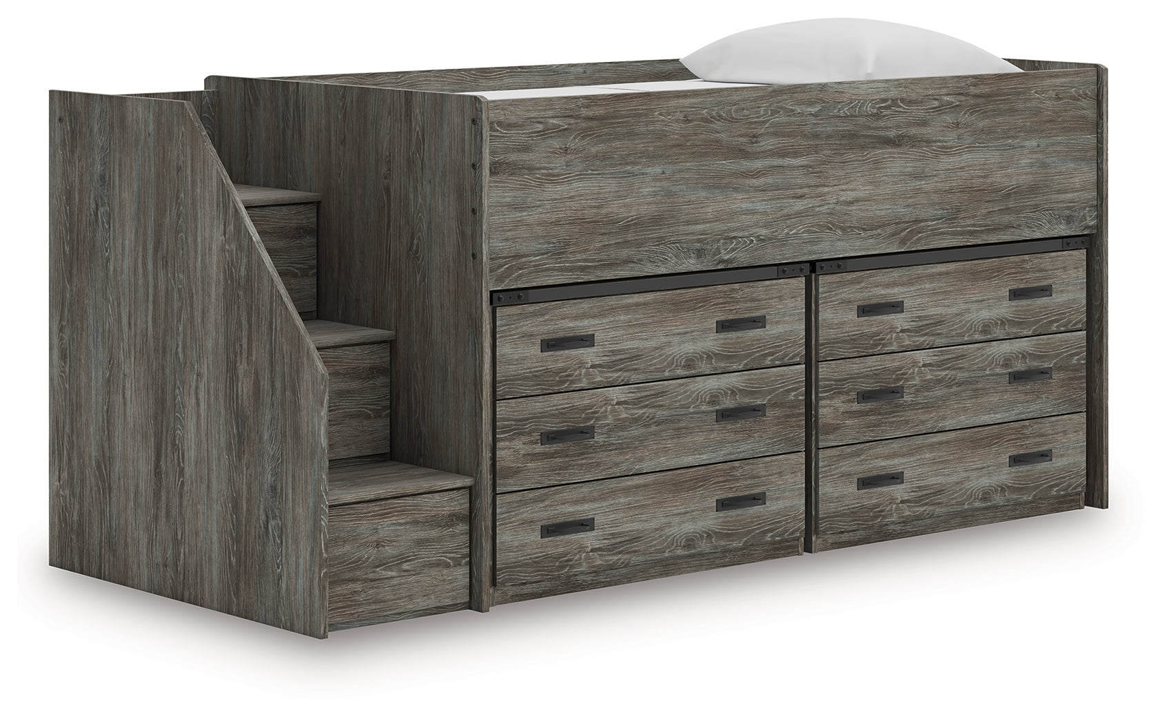 Leasing Furniture - Ashley Furniture - Frandern Twin Loft Bed with Drawer Storage - Twin Loft Bed with Drawer Storage / Warm Gray - B4480B26