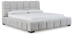 Leasing Furniture - Ashley Furniture - Grendusk Bedroom - California King Upholstered Bed / Light Gray - PCB584B3