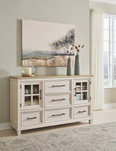 Leasing Furniture - Ashley Furniture - Shaybrock Bedroom - King Panel Bed / Antique White - B683B6