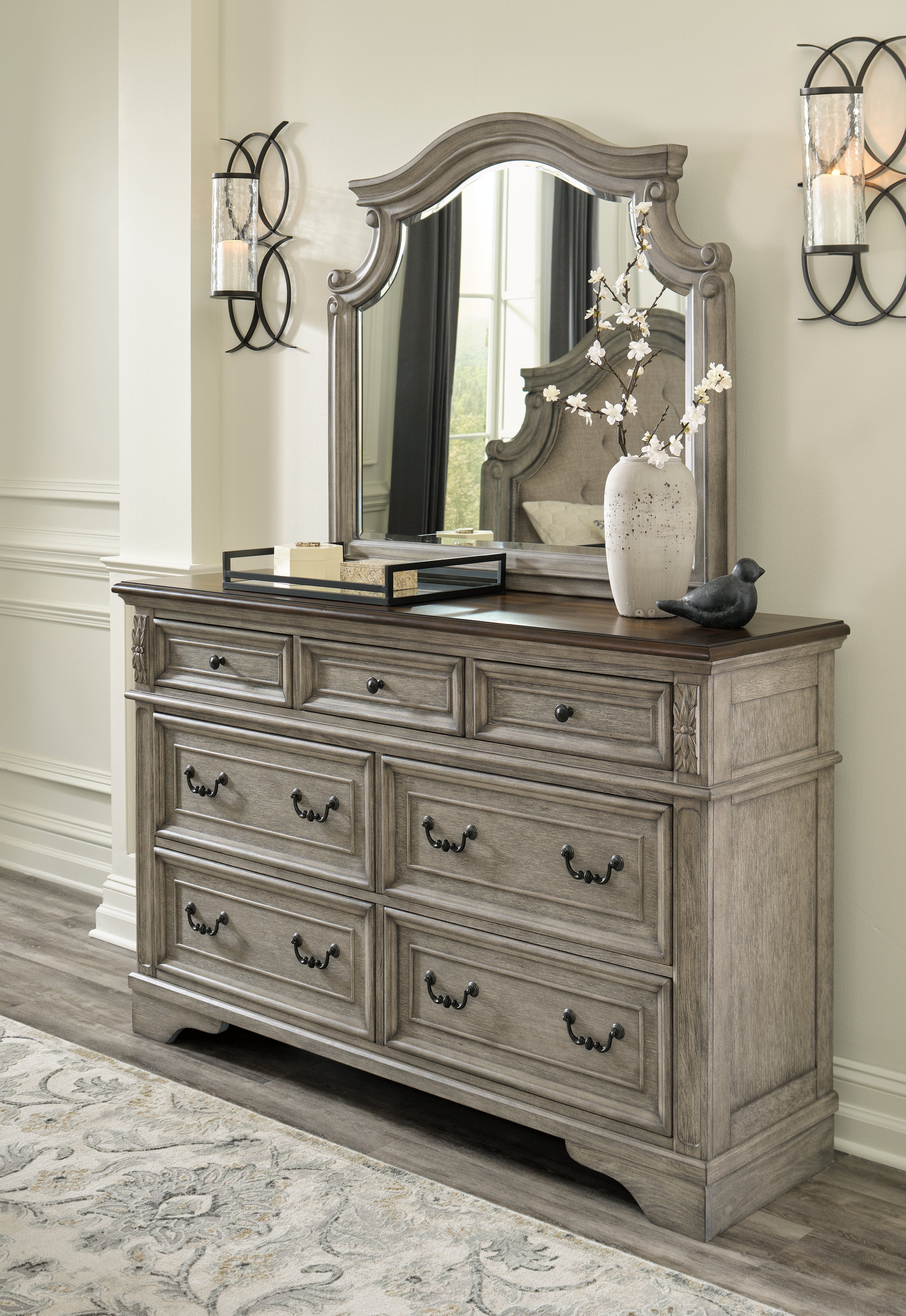 Leasing Furniture - Ashley Furniture - Lodenbay Bedroom - Three Drawer Night Stand / Antique Gray/Brown - B751-93