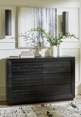 Leasing Furniture - Ashley Furniture - Londer Bedroom - Dresser and Mirror / Black - B768B1