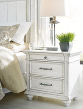 Leasing Furniture - Ashley Furniture - Kanwyn Bedroom - Three Drawer Night Stand / Whitewash - B777-93