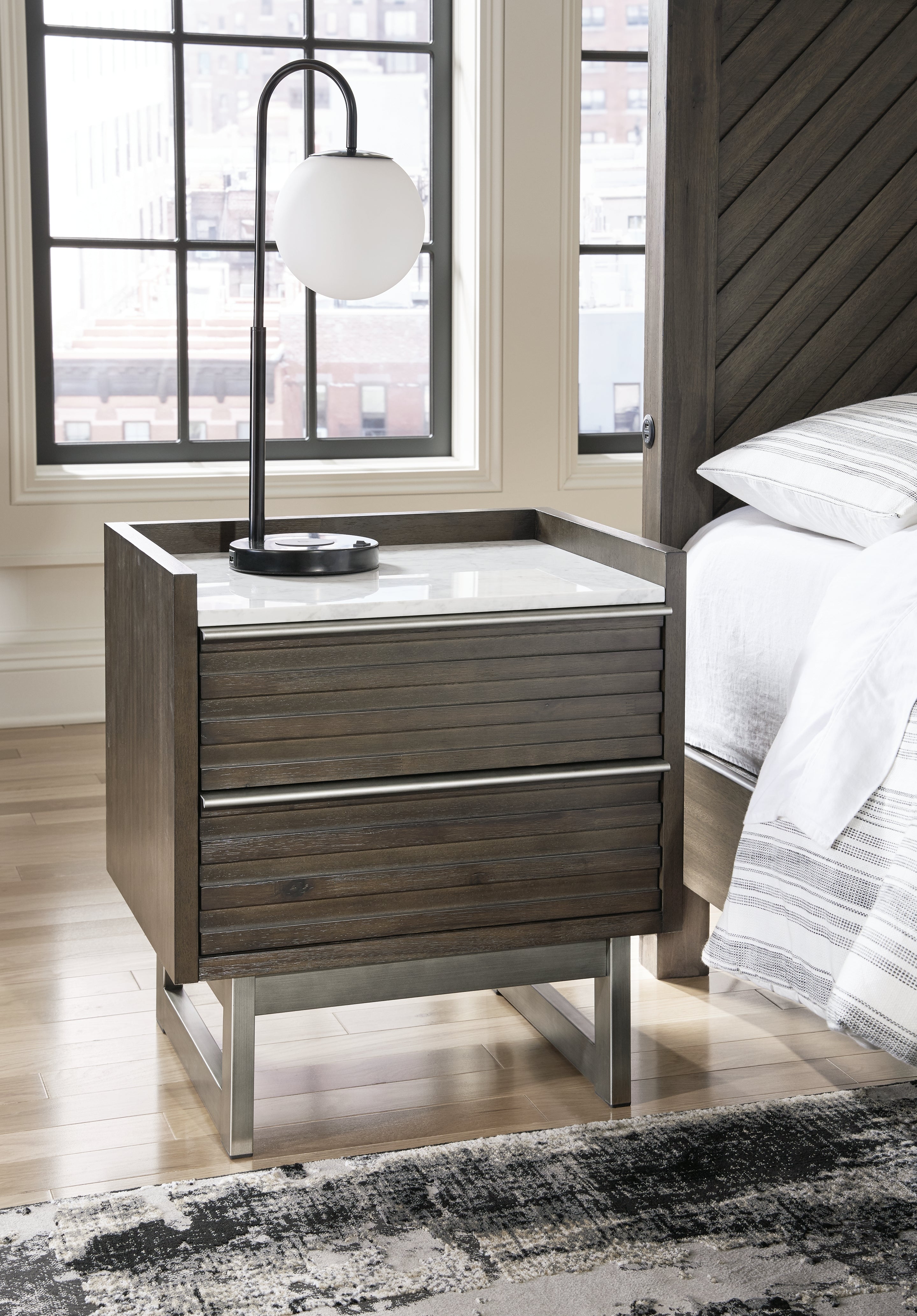 Leasing Furniture - Ashley Furniture - Arkenton Bedroom - Dresser and Mirror / Grayish Brown - B786B1