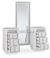 Leasing Furniture - Ashley Furniture - Chalanna Vanity with Mirror - Vanity with Mirror / White - B822B7