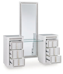 Leasing Furniture - Ashley Furniture - Chalanna Vanity with Mirror - Vanity with Mirror / White - B822B7