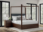 Leasing Furniture - Ashley Furniture - Dilenno Bedroom - King Canopy Bed / Dark Brown - PCB857B6