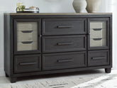 Leasing Furniture - Ashley Furniture - Foyland Bedroom - Two Drawer Night Stand / Black/Brown - B989-92