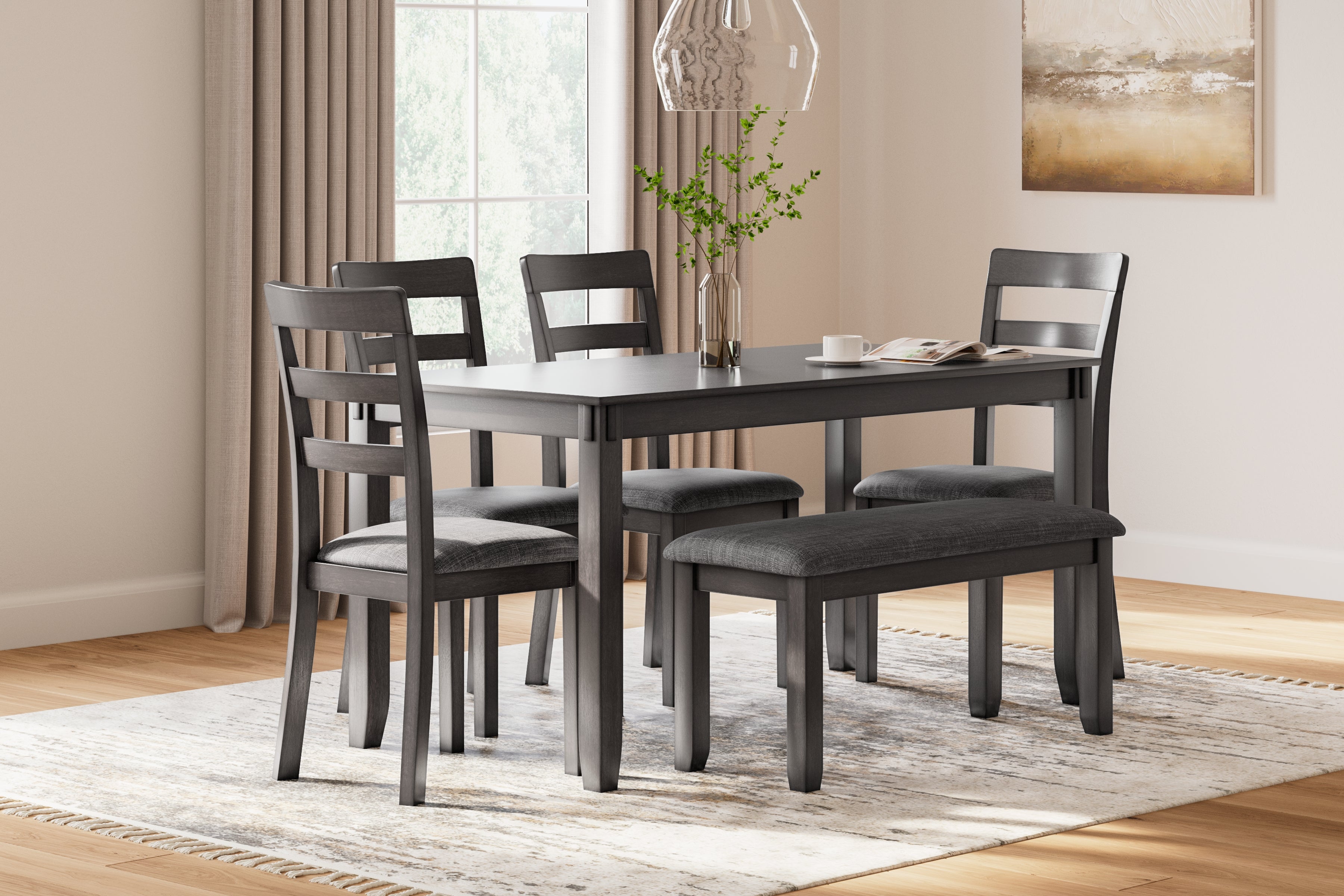 Leasing Furniture - Ashley Furniture - Bridson Dining Room - Square Counter TBL Set (5/CN) / Gray - D383-223
