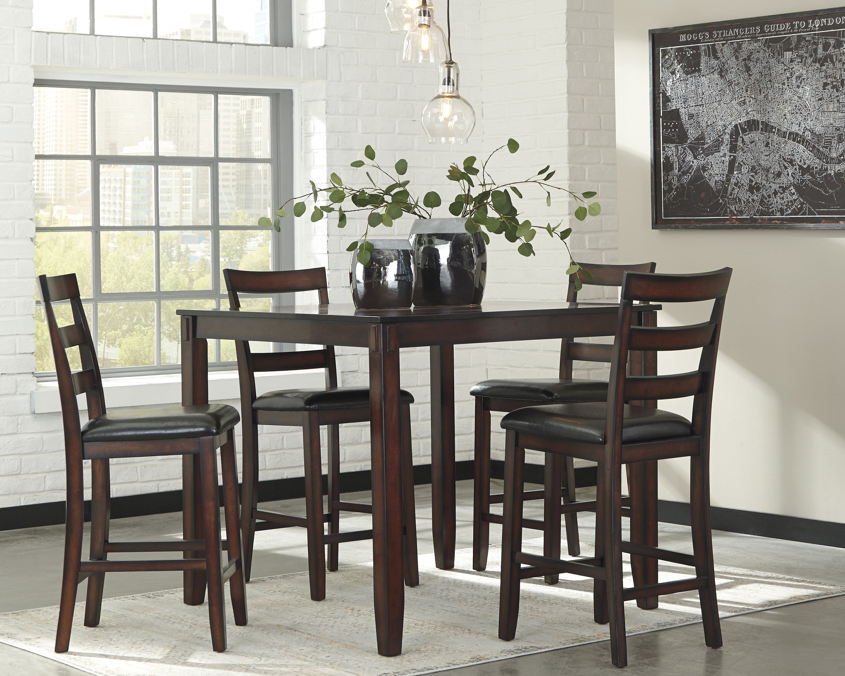 Leasing Furniture - Ashley Furniture - Coviar Dining Room - Dining Room Table Set (6/CN) / Brown - D385-325