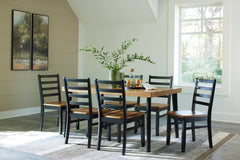 Leasing Furniture - Ashley Furniture - Blondon Dining Room - RECT DRM Table Set (7/CN) / Brown/Black - D413-425