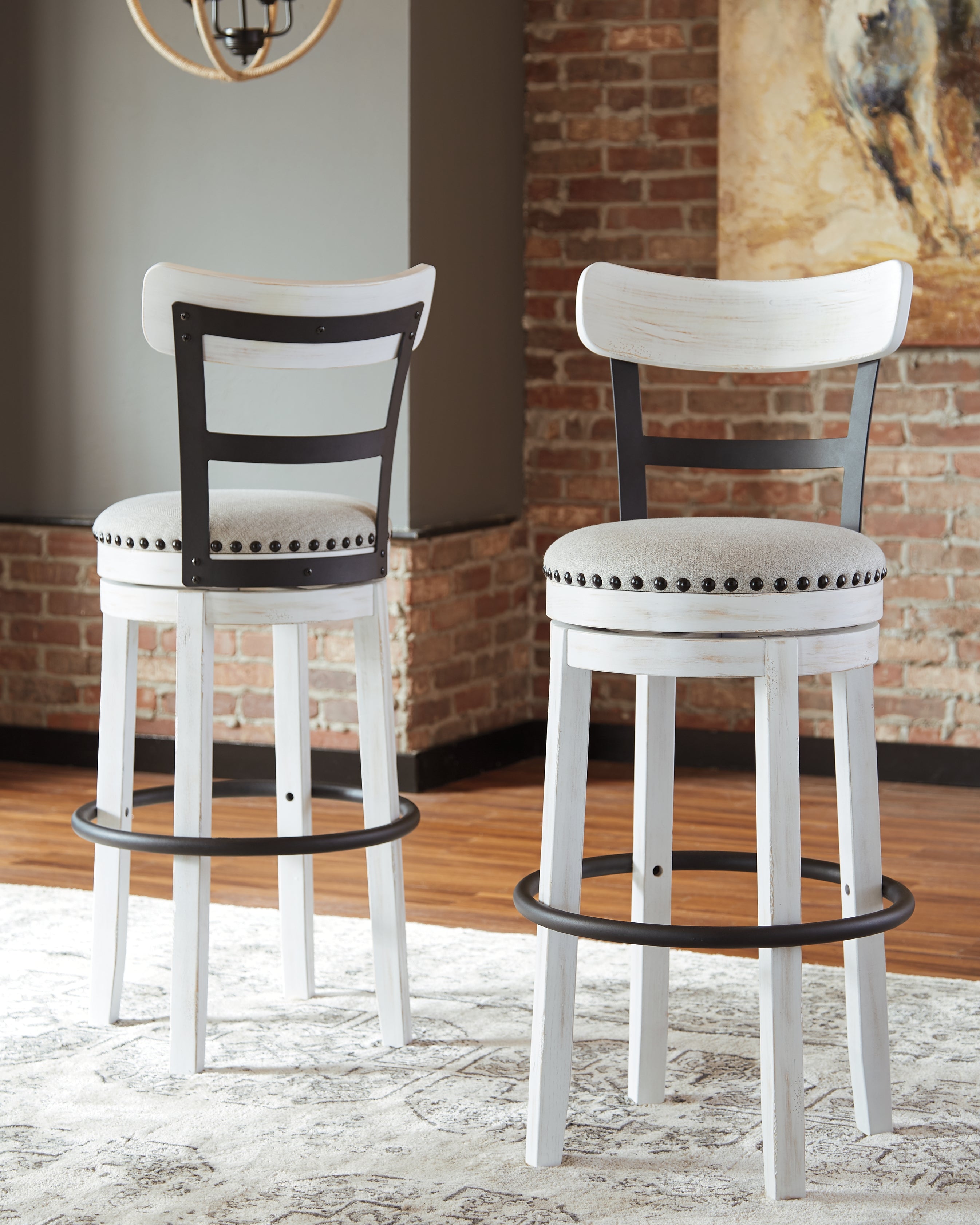 Leasing Furniture - Ashley Furniture - Valebeck Dining Room - UPH Swivel Stool (1/CN) / Black - D546-824