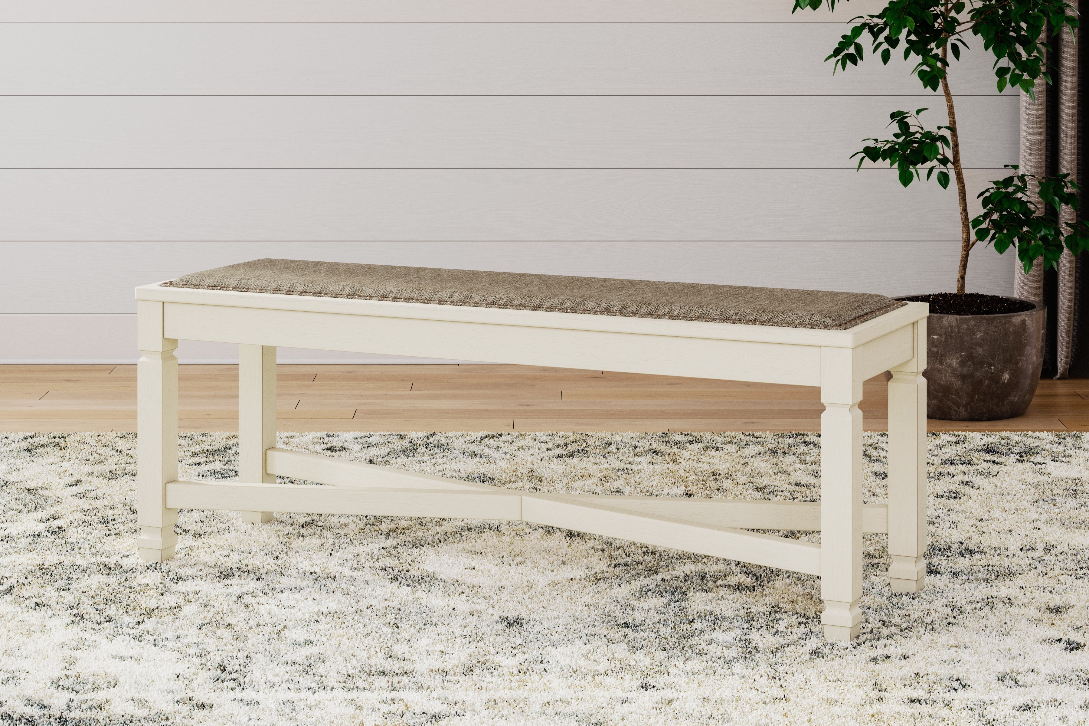 Leasing Furniture - Ashley Furniture - Bolanburg Dining Bench - Large UPH Dining Room Bench / Two-tone / 50"W x 15"D x 20"H - D647-00