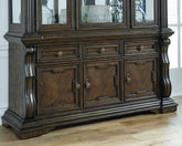 Leasing Furniture - Ashley Furniture - Maylee Dining Room - Dining Buffet and Hutch / Dark Brown - D947D1