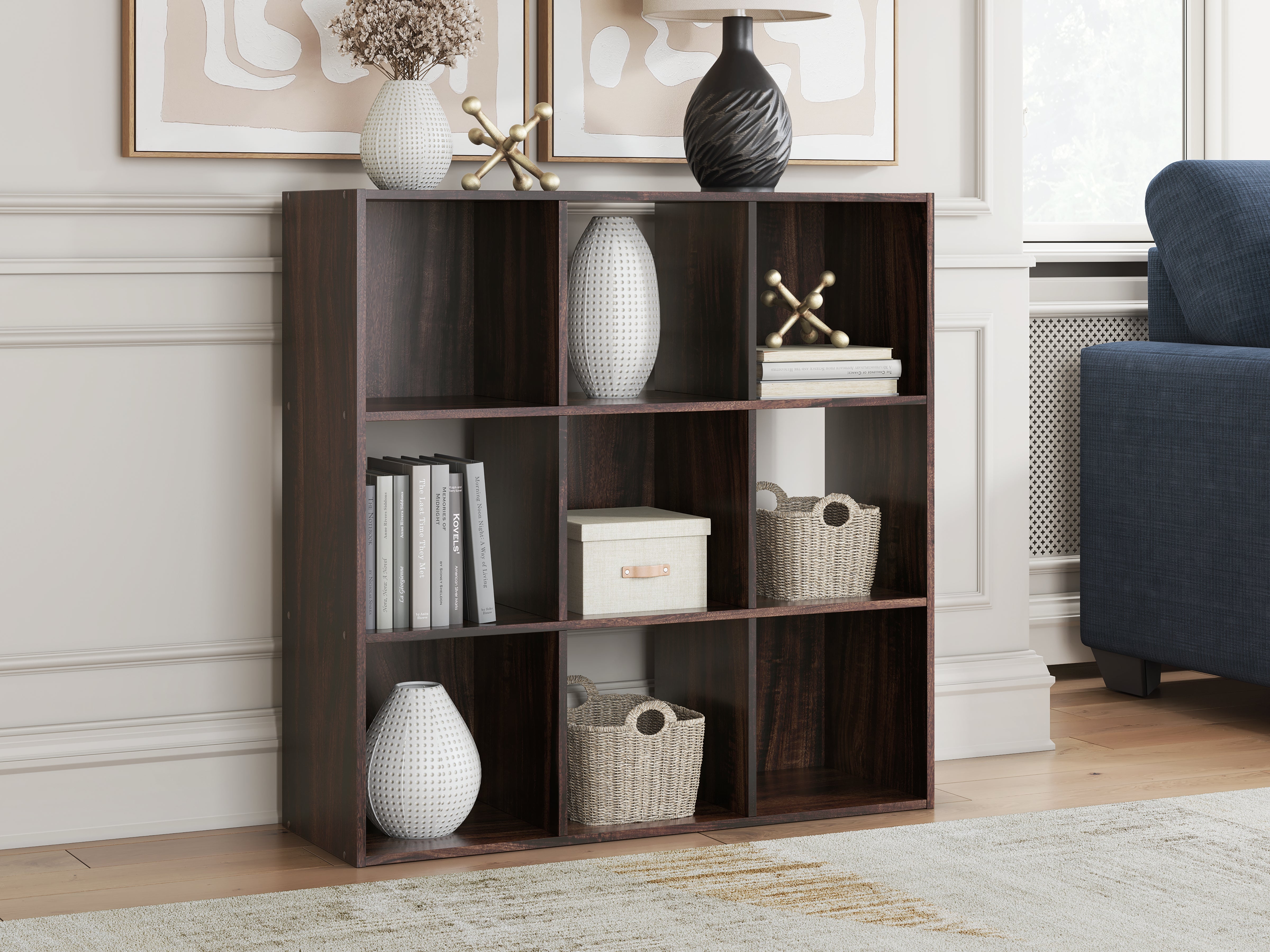 Leasing Furniture - Ashley Furniture - Glosmount Nine Cube Organizer - Nine Cube Organizer / Cherry/Light Brown - EA1055-3X3