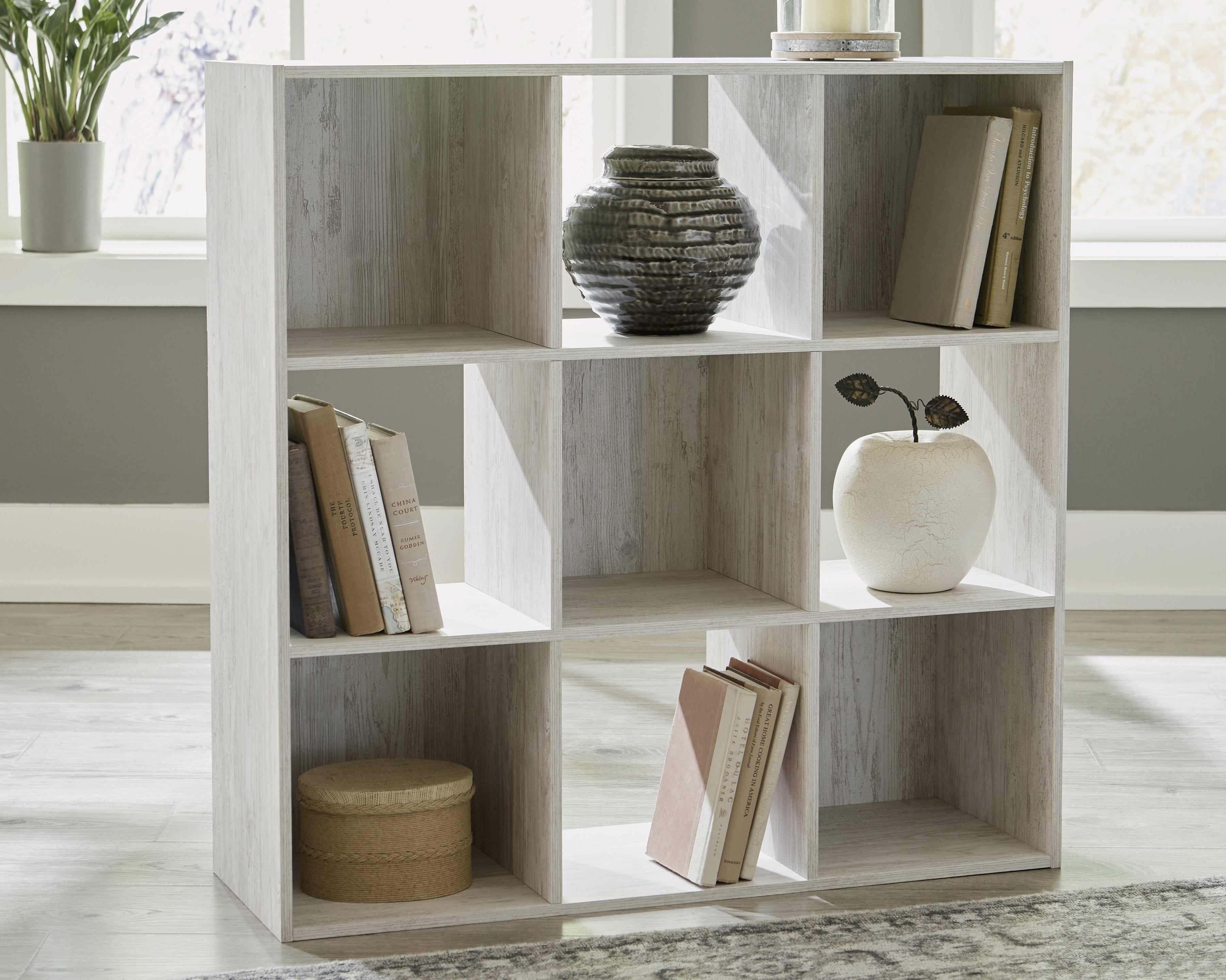 Leasing Furniture - Ashley Furniture - Paxberry Nine Cube Organizer - Nine Cube Organizer / Whitewash - EA1811-3X3