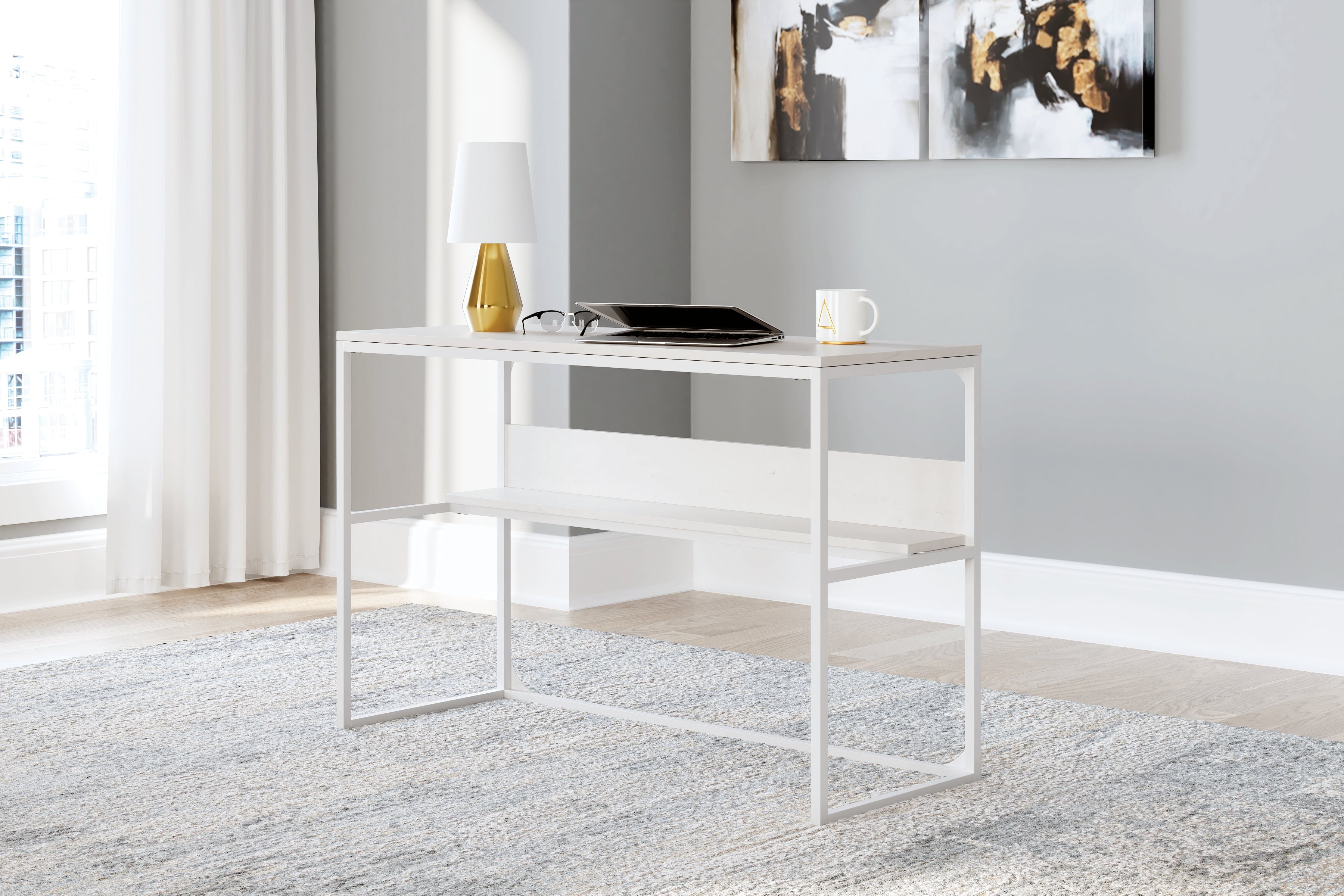 Leasing Furniture - Ashley Furniture - Deznee Office Desk - Home Office Desk / White - H162-14