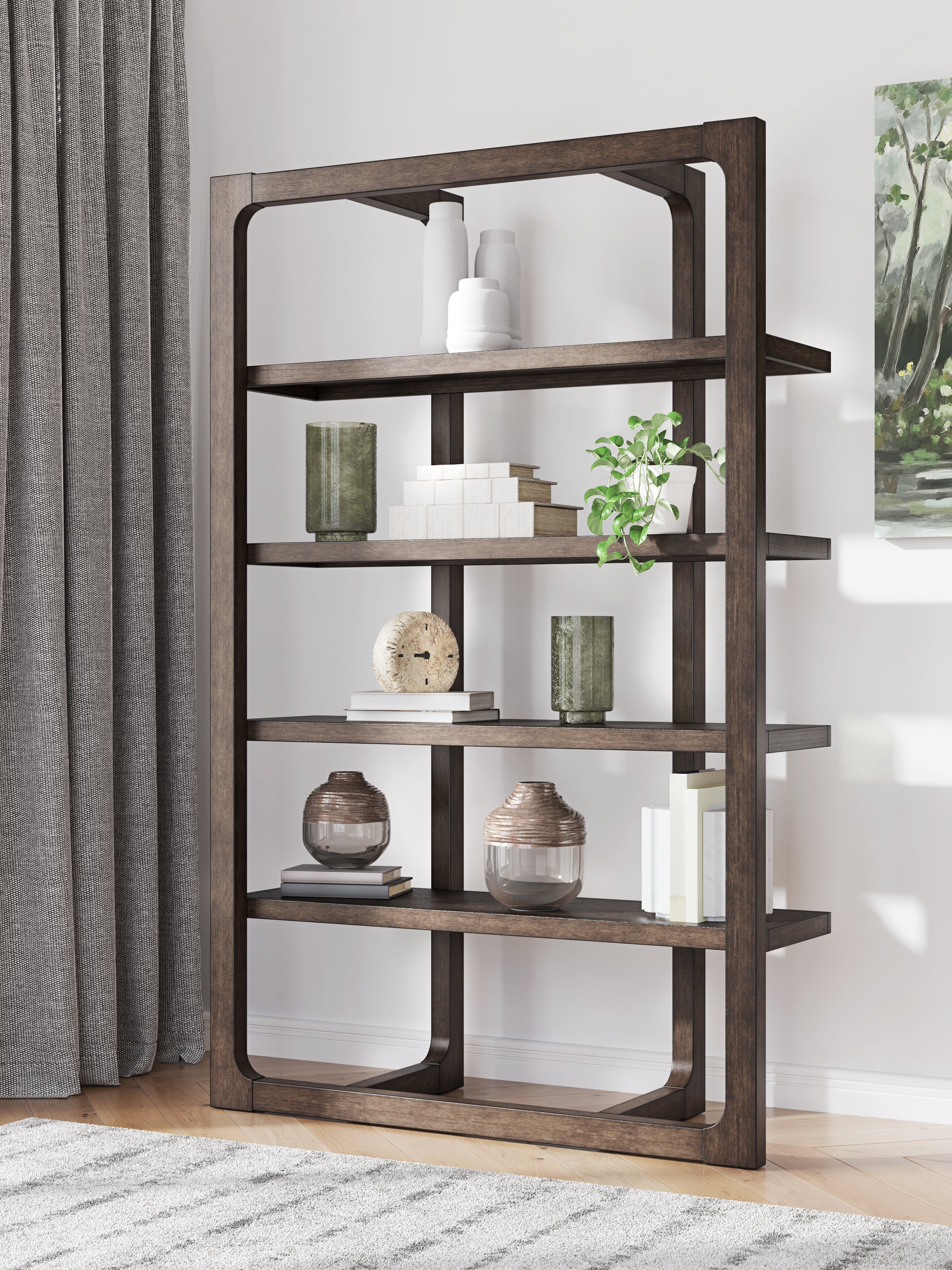 Leasing Furniture - Ashley Furniture - Breckington Bookcase - Bookcase / Dark Brown - H556-70