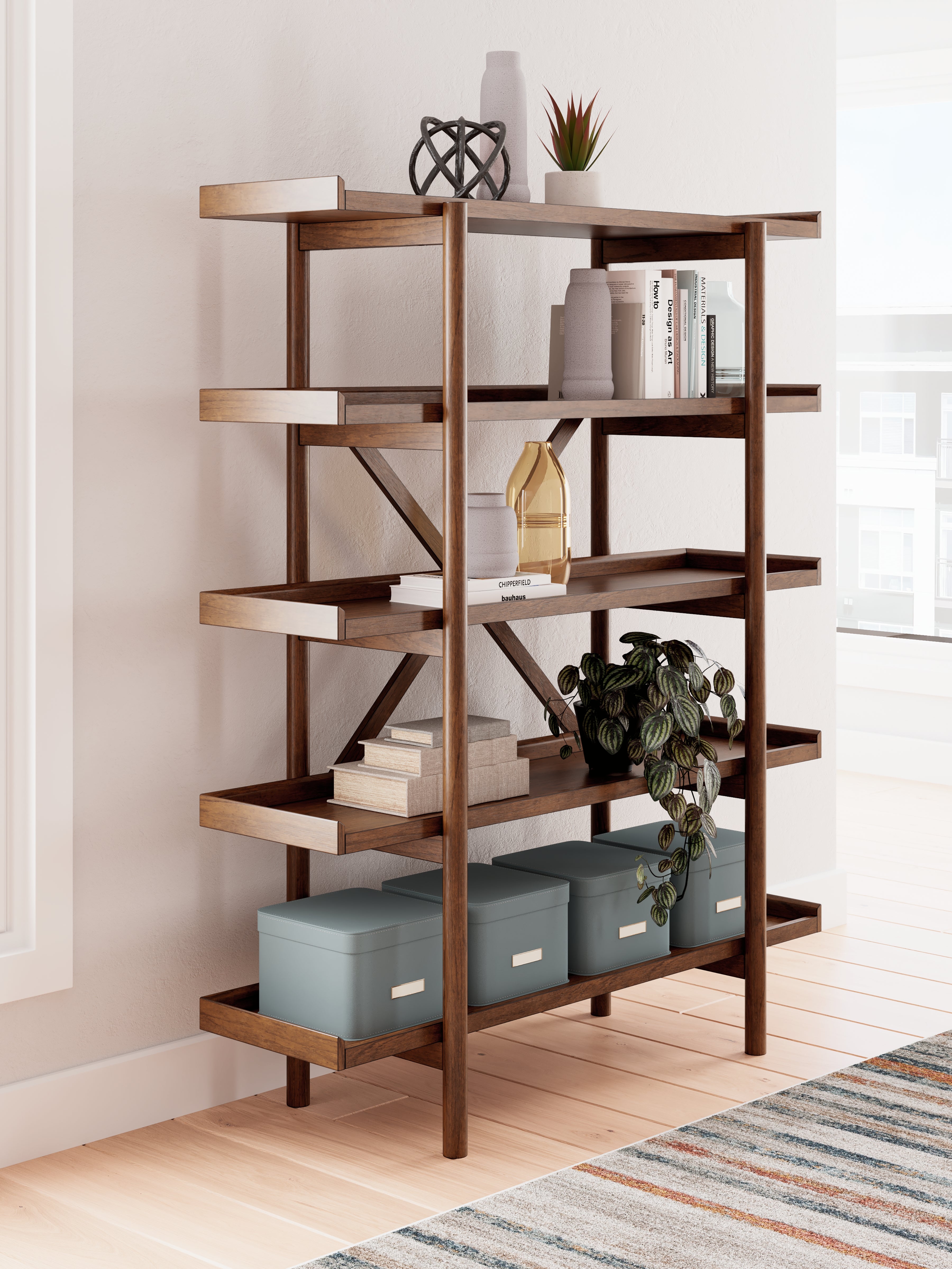 Leasing Furniture - Ashley Furniture - Lyncott Bookcase - Bookcase / Brown - H615-70