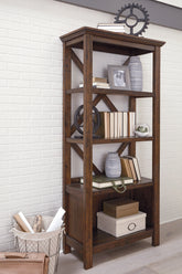 Leasing Furniture - Ashley Furniture - Baldridge Bookcase - Large Bookcase / Rustic Brown - H675-17