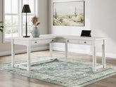 Leasing Furniture - Ashley Furniture - Robbinsdale Office Desk - L-Shaped Home Office Desk / Antique White - H742H1