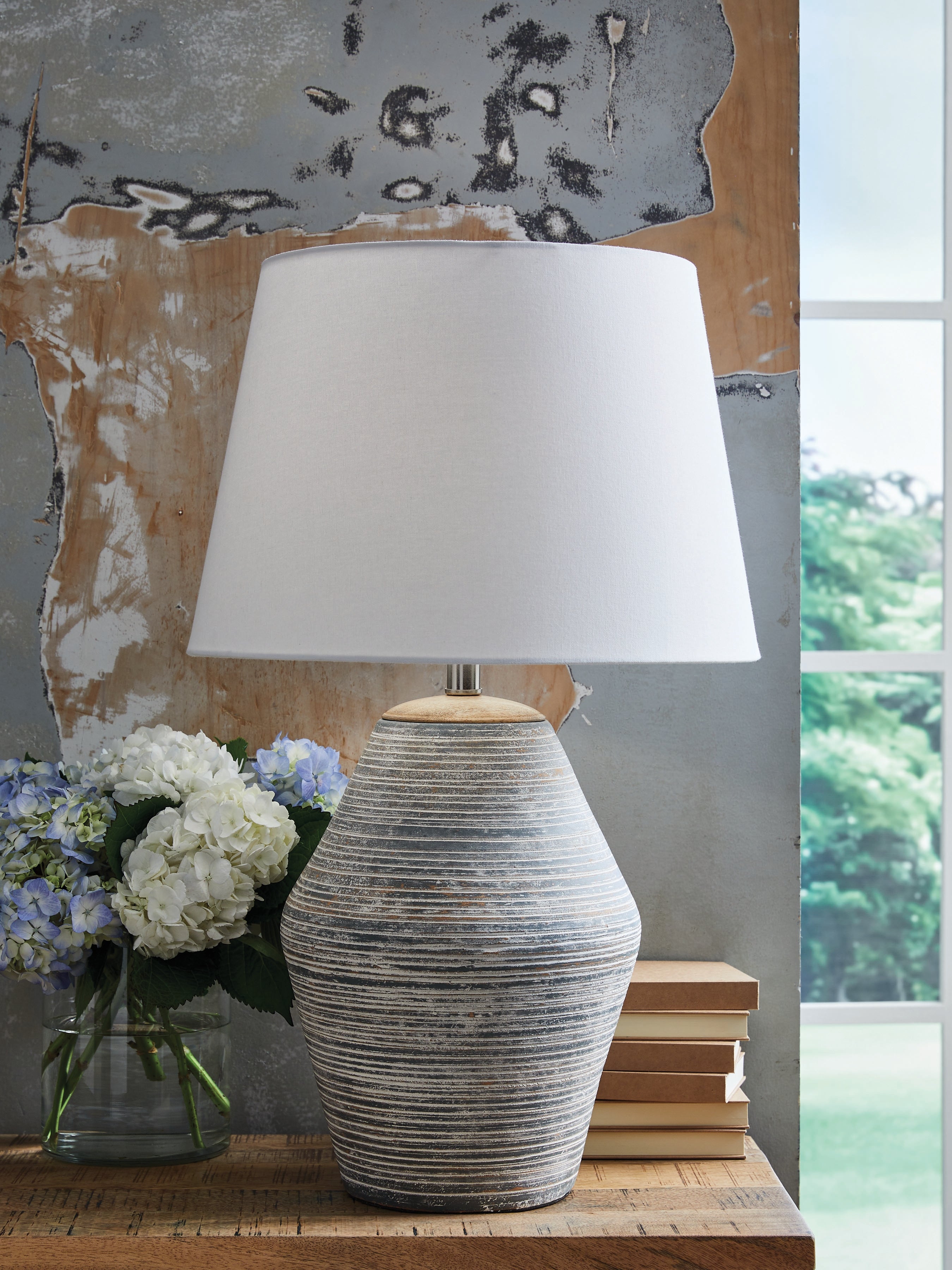 Leasing Furniture - Ashley Furniture - Lawrock Lighting - Terracotta Table Lamp (1/CN) / Antique Blue - L100834