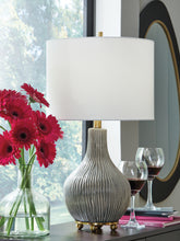 Leasing Furniture - Ashley Furniture - Judlen Lighting - Ceramic Table Lamp (1/CN) / Gray/Gold Finish - L100844
