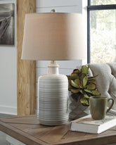 Leasing Furniture - Ashley Furniture - Marnina Lighting - Ceramic Table Lamp (Set of 2) / Taupe - L121854