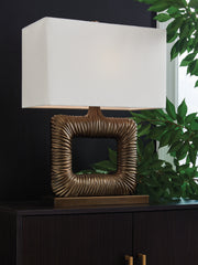 Leasing Furniture - Ashley Furniture - Garronby Lighting - Metal Table Lamp (1/CN) / Antique Brass Finish - L207604