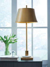 Leasing Furniture - Ashley Furniture - Fritzburn Lighting - Metal Table Lamp (1/CN) / Gold Finish/White - L208444