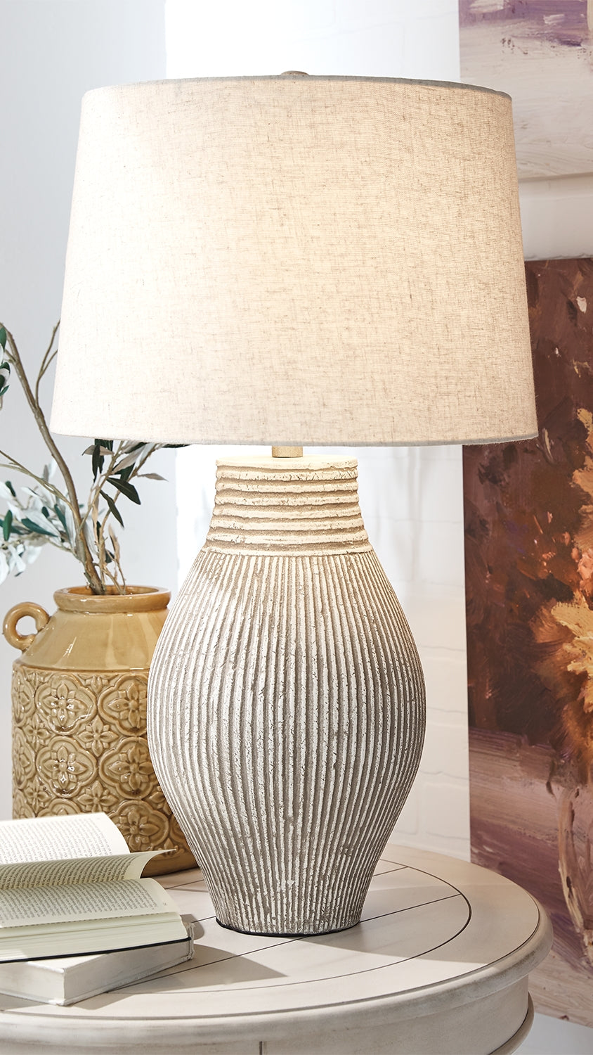 Leasing Furniture - Ashley Furniture - Layal Lighting - Table Lamp (Set of 2) / Beige - L235634X2