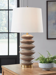 Leasing Furniture - Ashley Furniture - Jyllyard Lighting - Poly Table Lamp (1/CN) / Brown/Gold Finish - L235944