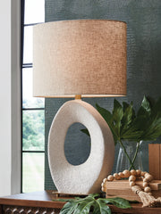Leasing Furniture - Ashley Furniture - Trentlen Lighting - Paper Table Lamp (1/CN) / Cream/Gold Finish - L235984