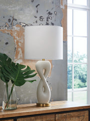 Leasing Furniture - Ashley Furniture - Judrich Lighting - Poly Table Lamp (1/CN) / White/Gold Finish - L236024