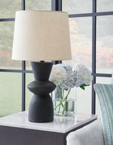 Leasing Furniture - Ashley Furniture - Scarbot Lighting - Paper Table Lamp (Set of 2) / Distressed Black - L243354